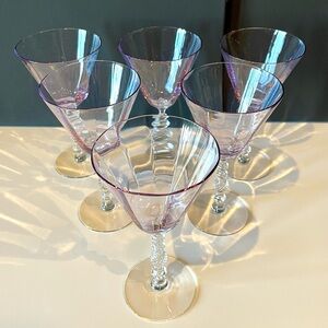 Rare Cambridge Heatherbloom/Lavender Water Goblet/Martini Glasses Set of 6